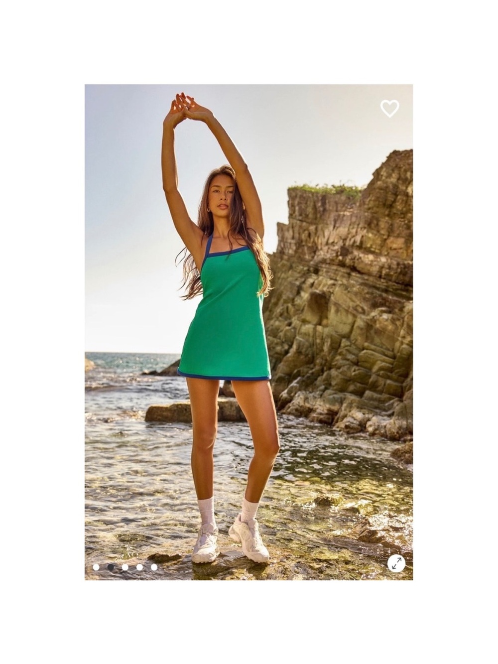 AS Green Contrast-Trim Mini Athletic Dress